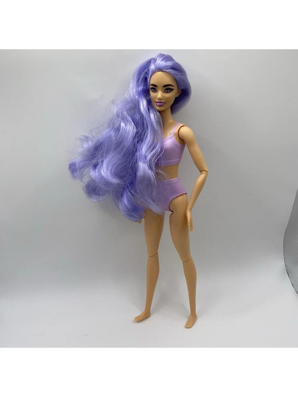 Cutie Reveal Barbie #HHG21 Doll Long Wavy Purple Hair Articulated B1